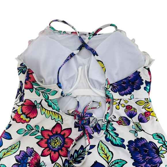 24th& Ocean Women Floral Tankini Top With Built-In Bra SZ L Spandex Multicolor - Picture 8 of 10